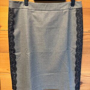 Ann Taylor LOFT Lace Detail Stretch Pencil Skirt Women's Size 10 Gray NWT
